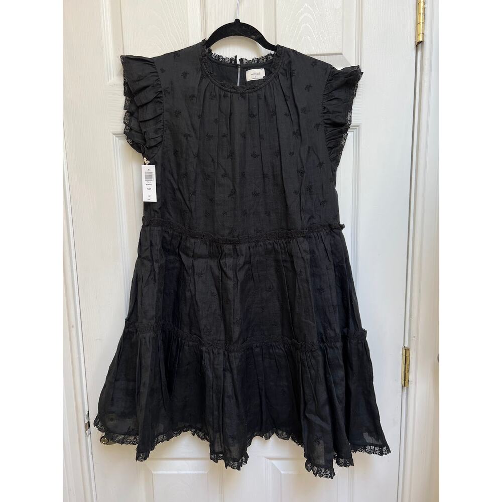 Aritzia Black Wilfred Nomad Babydoll Puff Sleeve Mini Dress